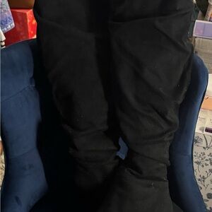 Torrid  size 10Black Women's thigh -High faux suede scrunch boots WTW